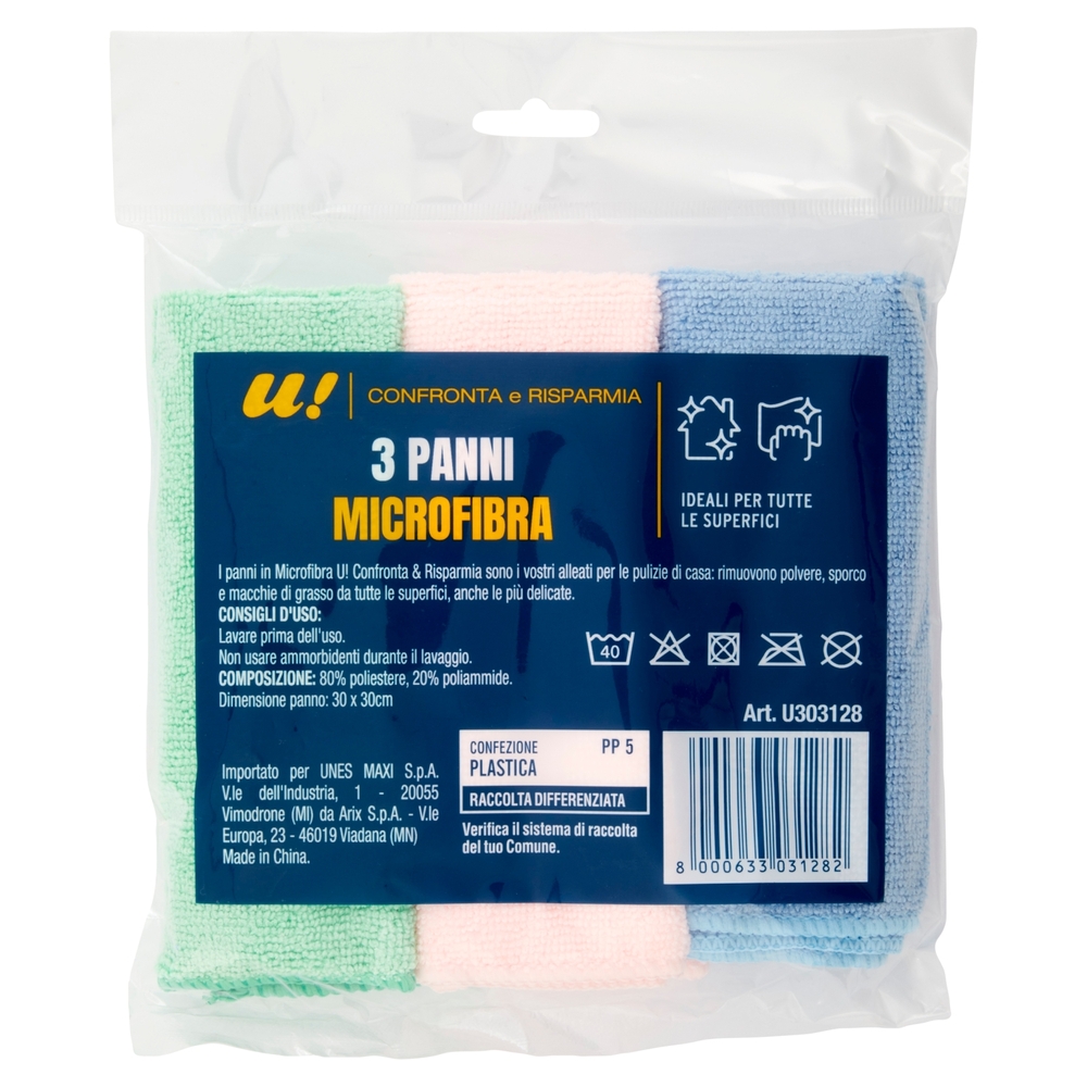 3 Panni Microfibra Multiuso U! Confronta e Risparmia